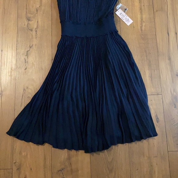 Nanette Lepore Navy Pleated Midi Dress - Picture 4 of 12